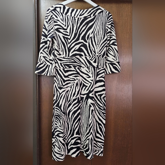 Diane Von Furstenberg Enola Zebra Faux Wrap Midi Dress - Picture 5 of 6